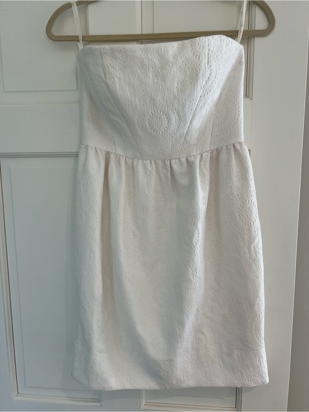 Shoshanna Strapless White Eyelet Mini Dress